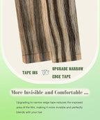 SURNEL Tape in Hair Extensions Human Hair Color 4 Medium Brown Highlighted 27 Caramel Blonde 20 Inch Remy Tape in Hair Extensions 20 pcs 50g(#4P27-20)