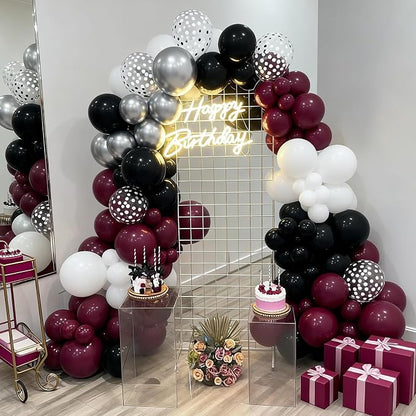 FunHot Maroon Balloons, 12 Inch Burgundy Metallic Silver Confetti Latex Balloons - Image 4