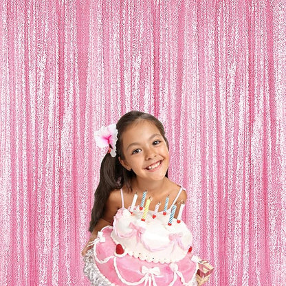 Sugargirl Matte Pink Sequin Backdrop Curtain 6 Panels 2FTx8FT Glitter Matte - Image 8