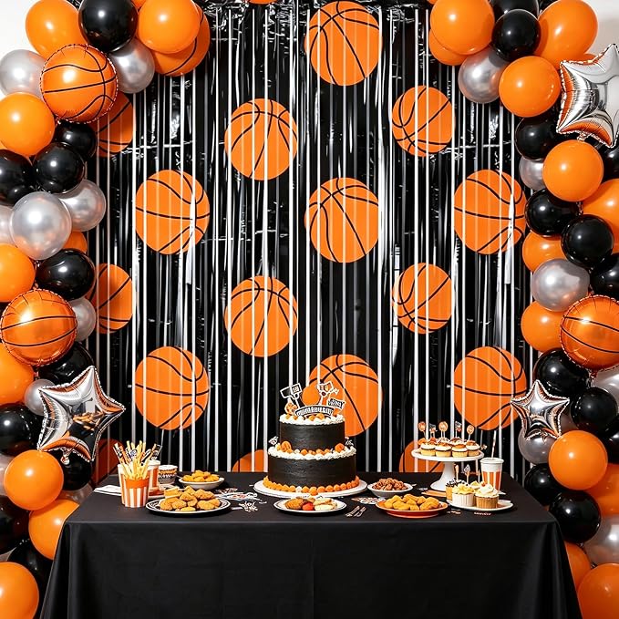 2 Packs Basketball Foil Fringe Curtain, Baby Shower, Game Day, Team Celebrations - Image 2