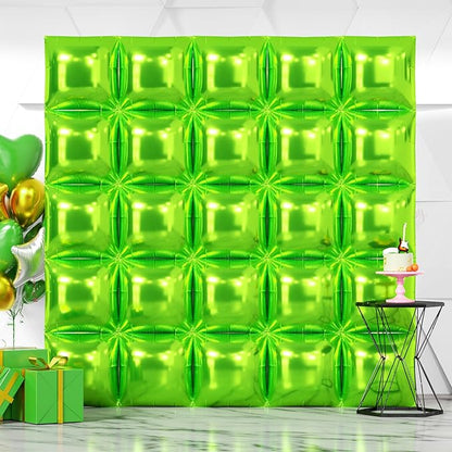 NISOCY 25PCS Metallic Neon Light Green Square Foil Balloons Wall Backdrop | by NISOCY