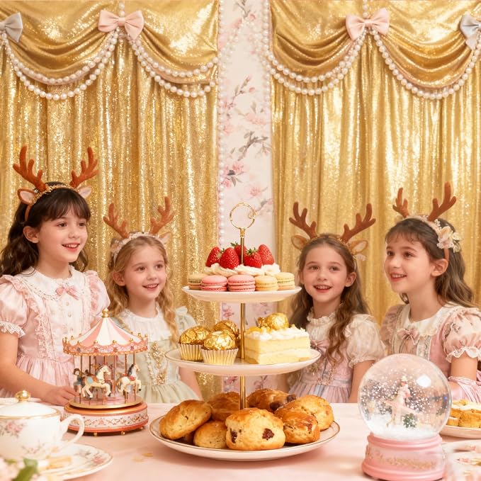 Gold Sequin Backdrop Curtain Drapes - Image 2