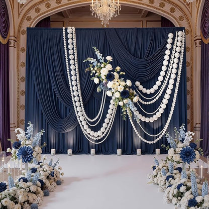 10ft x 8ft Wrinkle Free Navy Blue Backdrop Curtains - Image 3