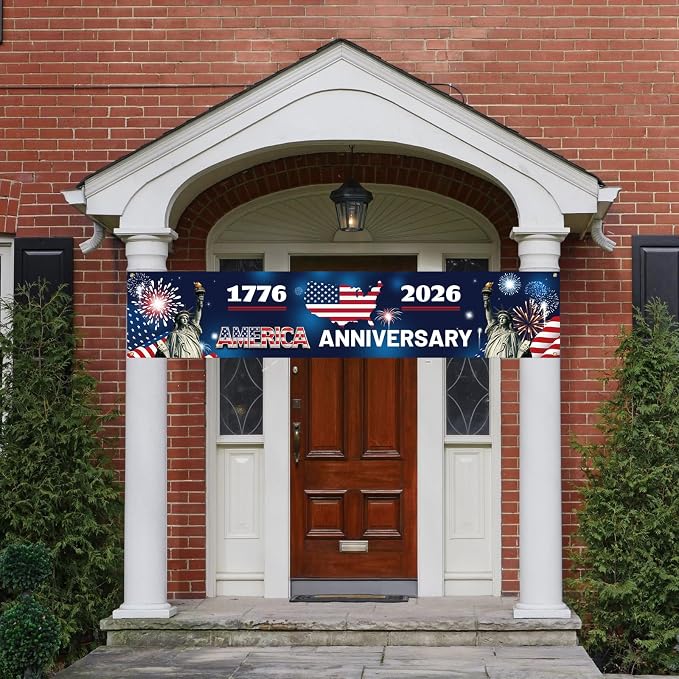American 250th Anniversary Banner, 300x60cm/10x2ft American Patriotic Flag USA - Image 4