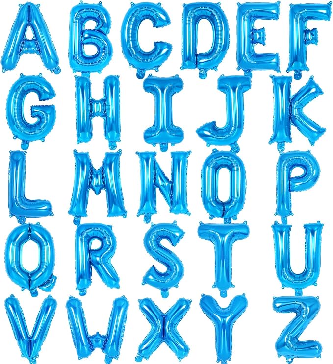 26 Pcs Blue Letter Balloons, 16 Inch Foil Alphabet Letter Balloons, Letter A-Z by YOTHORN