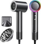 High-Speed Hair Dryer, 160,000 RPM Brushless Motor for Ultra-Fast Drying,500M Ionic Negative for Frizz Reduce, Low Noise Thermo-Control Blow Dryer with Diffuser for Curly Hair Women and Men,Grey