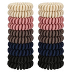 JessLab Spiral Hair Ties, 20 Pcs Traceless Phone Cord Hair Ties No Crease Spiral Bracelet Plastic Coil Ponytail Holders No-Damage Headband Hair Accessory for Girls Women Ladies Gift (Fabric Covered)