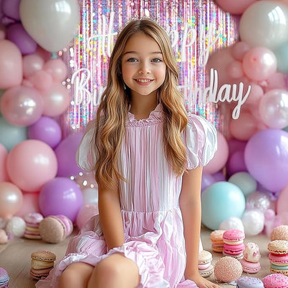 4 Packs Pink Foil Fringe Curtain, Baby Shower, Princess Bachelorette Cowgirl - Image 3
