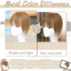 Human Hair Toppers for Women - 150% Density Clip In Hair Topper with Bangs U Shape 10 Inch Toppers Hairpieces for Women Perfect for Thinning Hairr Ideal for Daily Use Light Brown