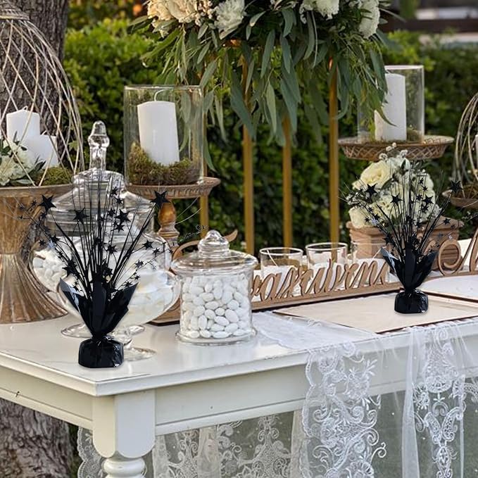 12 Pack Metallic Black Color Foil Star Brust Table Centerpices - Image 4