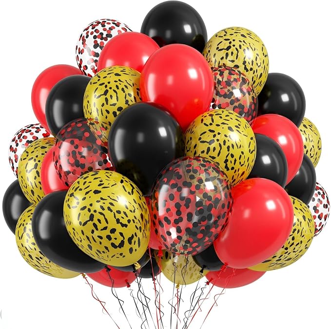 FunHot Leopard Balloons, Cheetah Printed Balloons, 12 Inch Red and Black by FunHot