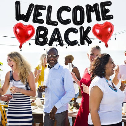 TONIFUL 16 Inch Black WELCOME BACK Foil Letter Balloons Banner Decoration | - Image 4