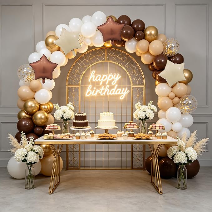 TONIFUL 15Pcs Star Shaped Balloons 18Inch Cream Caramel Brown Foil Balloons | - Image 5