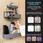 ShowerSMART Rust Resistant Hygienic Shower Caddy – Hanging Bathroom Organizer with Adjustable Shelves, Easy Clean Trays & Magnetic Hooks for DIY Remodels & Shower Niches - Graphite