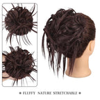 HMD Tousled Updo Messy Bun Hair Piece Hair Extension Ponytail With Elastic Rubber Band Updo Bun Synthetic Hairpieces for Women