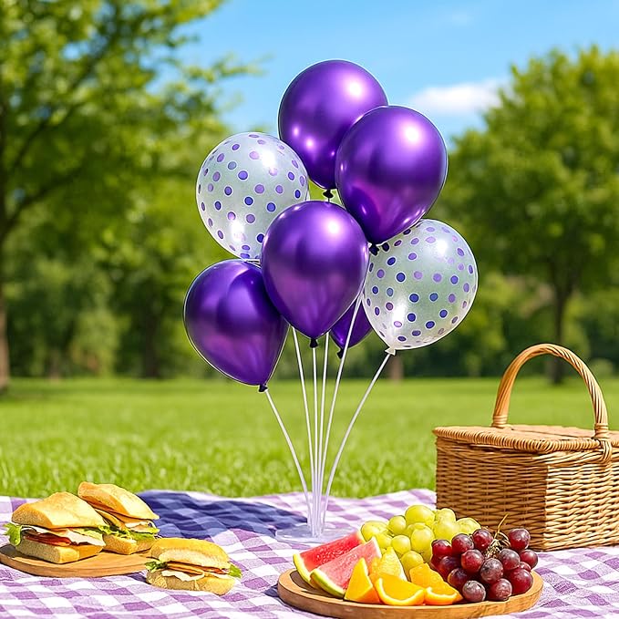6pcs Purple Balloon Stands Kit Table Centerpiece Table Decorations - Image 6
