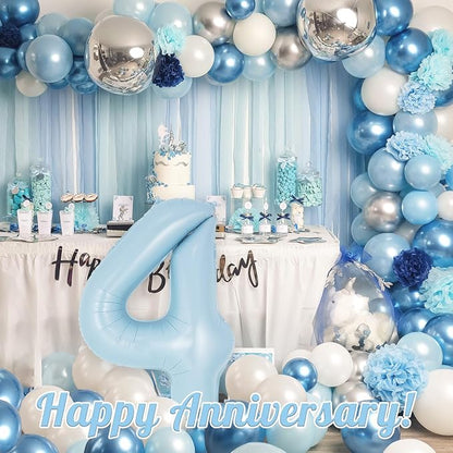 Light Blue Number 4 Balloon, 40 Inch Big Large Foil Number Balloons, Giant - Image 6