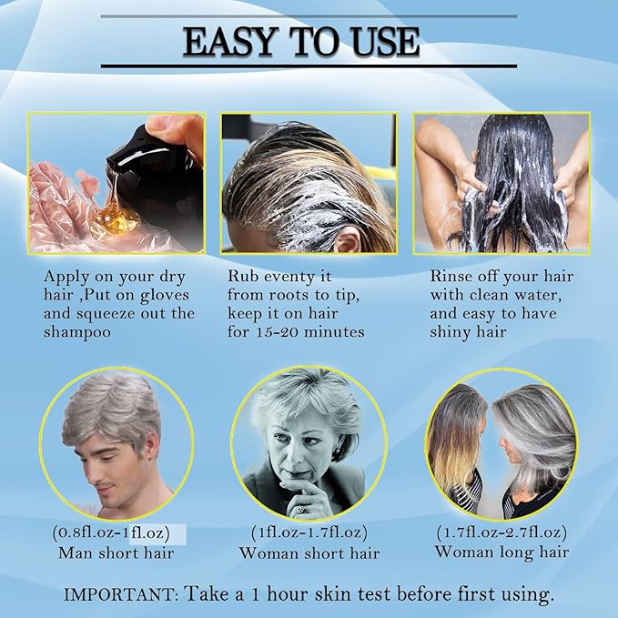 Instant chestnut brown Hair Dye Shampoo 3 in 1 for Gray hair, Herbal Color Shampoo champu para canas for Women and Men,100% Gray Hair Coverage, Hair Shampoo colors 500ml