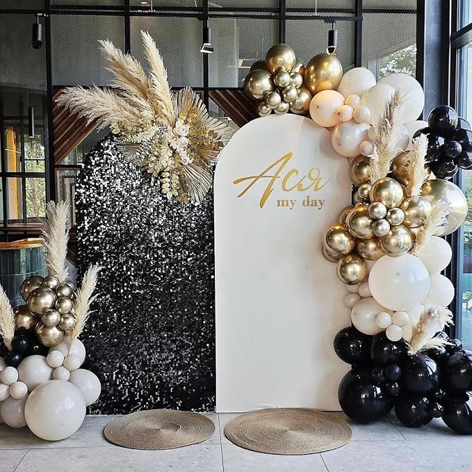 Black Gold Balloons, 60 Packs 12 Inch Black White and Gold Latex Balloons - Image 4