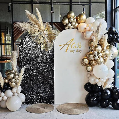 Black Gold Balloons, 60 Packs 12 Inch Black White and Gold Latex Balloons - Image 4