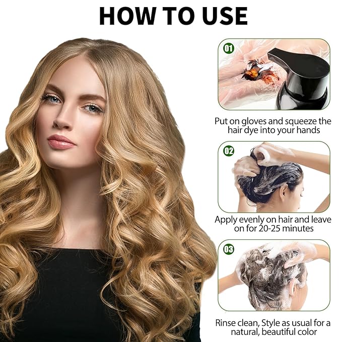 Blonde Brown Hair Dye Shampoo for Gray Coverage - 3 IN 1 Hair Color Shampoo with Argan Oil & Ginseng, Ammonia & Paraben Free, Long Lasting Semi-Permanent Natural Color for Women & Men (500ml)
