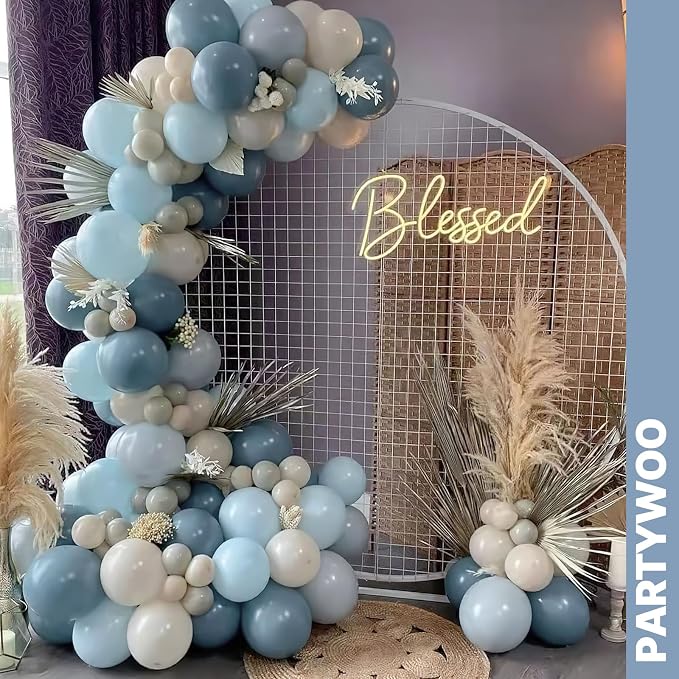 PartyWoo Dusty Blue Balloons 66pcs Pack Light Blue Latex Balloons | Baby Slate - Image 9