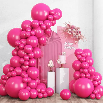 RUBFAC 135pcs Hot Pink Balloons Different Sizes 18 12 10 5 Inch by RUBFAC