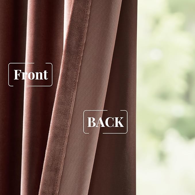 BULBUL Velvet Dusty Pink Blackout Curtains 120 inch Length - Image 7