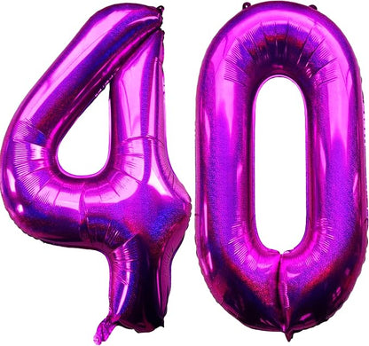 Laser Hot Pink Number 40 Balloons 40 Inch Giant Number Pink 40 Foil Mylar by COLORFULELVES