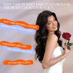 Full Shine Tape in Hair Extensions Human Hair Color 2 Dark Brown Wide Long Genius Weft Tape in Hair Extensions 18Inch One Piece Seamless Invisible Extension 50G for Women Add Volume for A Full Head