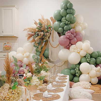 Sage Green and Pink Balloons, 12Inch 60pcs Floral Baby in Bloom Balloon | Dusty - Image 4