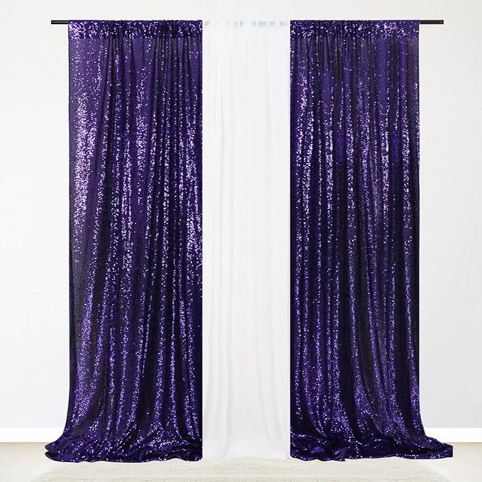 Eternal Beauty Purple 3mm Sequin Backdrop 2x8 Ft 2 Pack Wedding | Dense Sparkle - Image 2