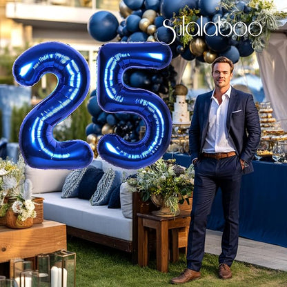 40 Inch Navy Blue Big Number 25 Balloon 0-9 Large Helium | Royal Blue Balloons - Image 3