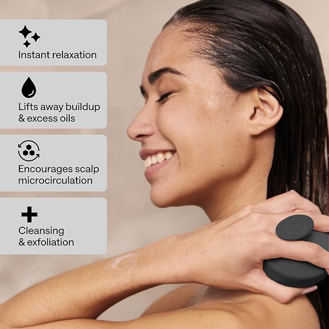 Silicone Scalp Scrubber for Dandruff – Serum, Balm, & Hair Oil Applicator – Scalp Massager Hair Growth for Men, Women – Shampoo Massager Brush or Head Scratcher – Alternative to Shower Comb (Black)