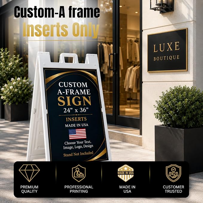 Custom Sandwich Board Signs Outdoor Waterproof A-Frame Signs Printed in USA | - Image 2