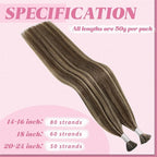 YoungSee Itip Hair Extensions Real Human Hair Brown I Tips Hair Extensions for Women Highlight Dark Brown and Blonde Tip Hair Extension Real Human Hair Long 24In 50g 50s