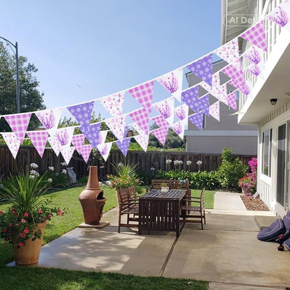 G2PLUS Purple Triangle Bunting Banner, 39FT Extra Long Reusable Cotton Triangle - Image 4