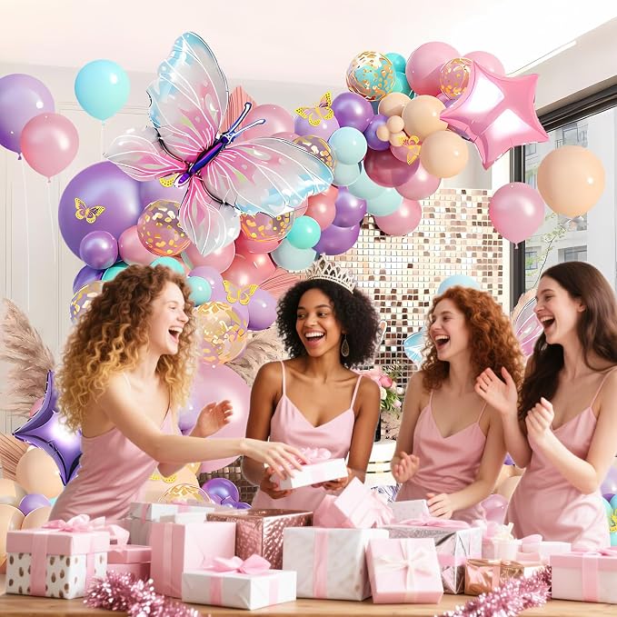 Pink and Purple Butterfly Balloon Arch Garland Kit, Big Butterfly Decorations - Image 5