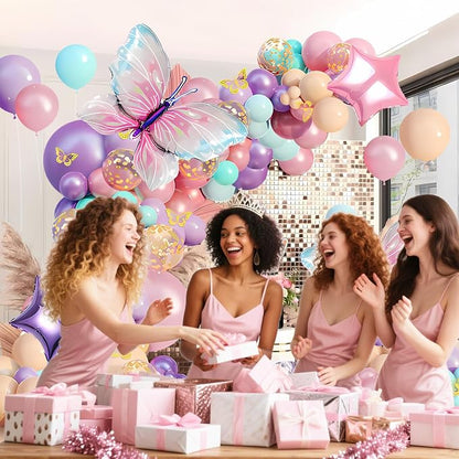 Pink and Purple Butterfly Balloon Arch Garland Kit, Big Butterfly Decorations - Image 5