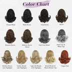 BARSDAR Drawstring Ponytail Extension - 10 Inch Short Wavy Black Brown Ponytail Extensions for Women - Synthetic Comb Clip in Ponytail Hairpieces Fake Pony Tails Daily - Black Brown
