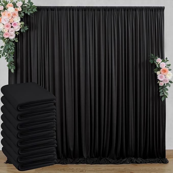40 ft x 10 ft Wrinkle Free Black Backdrop Curtain by Outpain