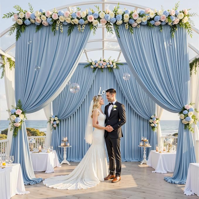 20ft×12ft Dusty Blue Backdrop Curtains - Image 2