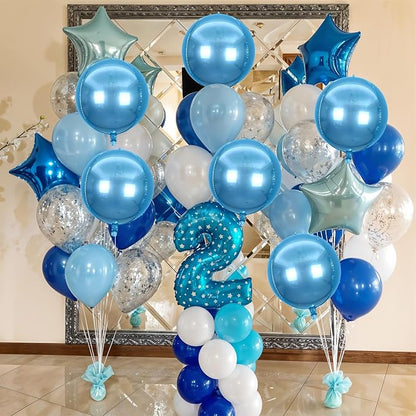 6Pcs Blue Round Foil Balloons, Giant 4D Round Ball Balloons, 22 Inch Metallic - Image 4