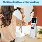 Women's Heat Resistant Neoprene Curling Iron Holder Flat Iron Curling Wand Travel Storage Cover Case Bag Pouch -Water-Resistant (Grey-1)