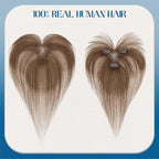 Hair Topper Human Hair Curtain Air Bangs Topper for Women,3.54x4.92 T-part Lace Base Real Human Hair Topper Hair Piece for Daily Wear(Air Bangs,Meduim Brown)