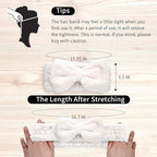 3 Pack Spa Headbands Microfiber Bowtie Headbands for Women for Washing Face, White, Gray, Pink