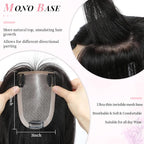 Fine Plus 16Inch Hair Toppers for Women Real Human Hair – Mono Base 3"x5", Natural Black Virgin Quality, for Thinning Crown & Wide Parting, Lightweight & Breathable, Add Volume Can Be Curled