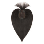 Hairro Human Hair Toppers with Wispy Bangs, 3D 360° Seamless Real Hair Toppers, Hand-Tied with 3.5"x4.7" U-shaped Base, Clip-In Hairpieces to Add Volume on Top, 12 Inch Natural Black