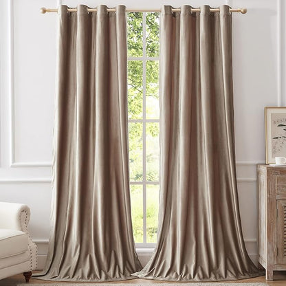 BULBUL Taupe Velvet Blackout Curtains 120 inch Long - Image 5