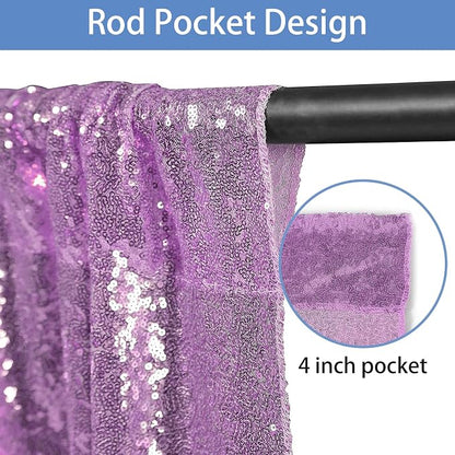 Hahuho Lavender Sequin Backdrop Curtain, Party Decoration（6 Panels, 2FT x 8FT - Image 3
